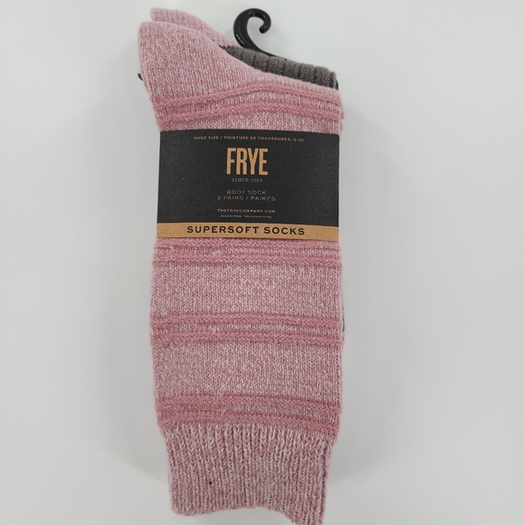 FRYE SUPERSOFT CHUNKY BOOT SOCKS WOMEN PINK GREY